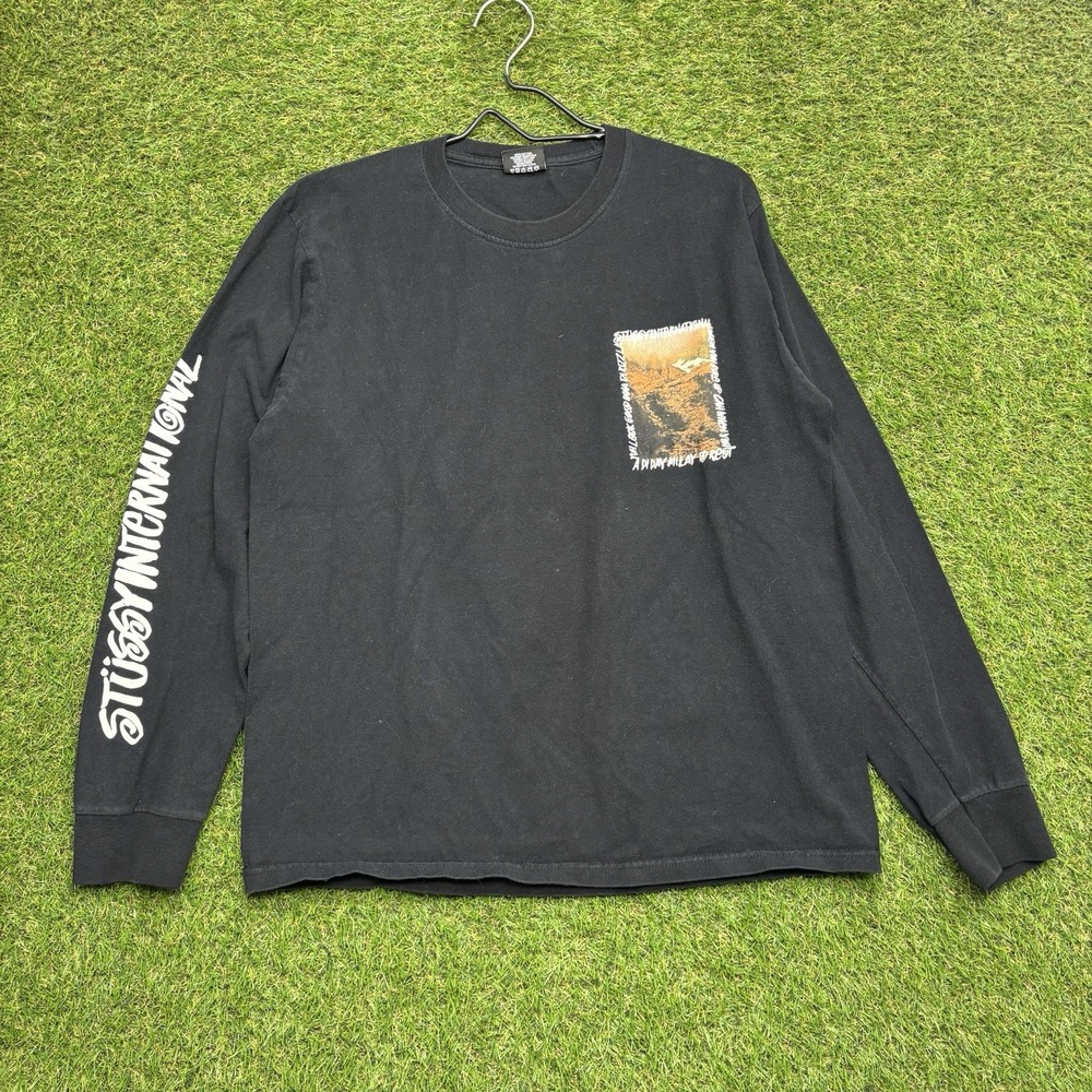Stussy Shirt Mens Medium Long Sleeve Graphic International Outdoors Skater y2k